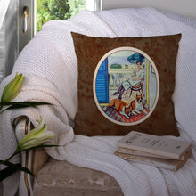 Load image into Gallery viewer, Lady with her Boxer Throw Pillow - 14x14 Decorative Pillow – Art for Your Home &amp; Patio 7068PW1414