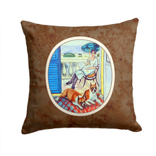 Load image into Gallery viewer, Lady with her Boxer Throw Pillow - 14x14 Decorative Pillow – Art for Your Home &amp; Patio 7068PW1414
