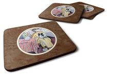 Load image into Gallery viewer, Lady with her Papillon Foam Coaster  7069FC