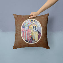 Load image into Gallery viewer, Lady with her Papillon Throw Pillow - 14x14 Decorative Pillow – Art for Your Home &amp; Patio 7069PW1414