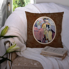 Load image into Gallery viewer, Lady with her Papillon Throw Pillow - 14x14 Decorative Pillow – Art for Your Home &amp; Patio 7069PW1414