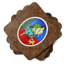 Load image into Gallery viewer, Lady with her  Fawn Pug Foam Coaster  7072FC