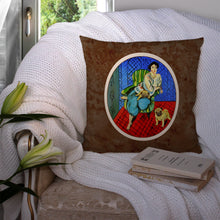 Load image into Gallery viewer, Lady with her  Fawn Pug Throw Pillow - 14x14 Decorative Pillow – Art for Your Home &amp; Patio 7072PW1414
