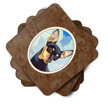 Load image into Gallery viewer, Min Pin Black and Tan Foam Coaster  7073FC