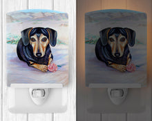 Load image into Gallery viewer, Black and Cream Dachshund Ceramic Night Light 7076CNL