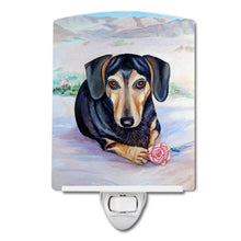 Load image into Gallery viewer, Black and Cream Dachshund Ceramic Night Light 7076CNL