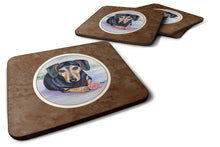 Load image into Gallery viewer, Black and Cream Dachshund Foam Coaster  7076FC