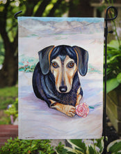 Load image into Gallery viewer, Black and Cream Dachshund Garden Flag – Decorative Outdoor Yard Flag