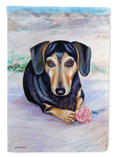 Load image into Gallery viewer, Black and Cream Dachshund Garden Flag – Decorative Outdoor Yard Flag