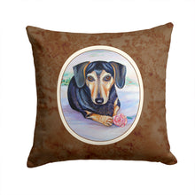 Load image into Gallery viewer, Black and Cream Dachshund Throw Pillow - 14x14 Decorative Pillow – Art for Your Home &amp; Patio 7076PW1414