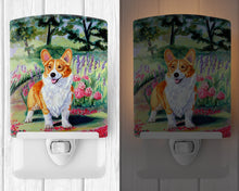 Load image into Gallery viewer, Pembroke Corgi Springtime Ceramic Night Light 7077CNL
