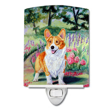 Load image into Gallery viewer, Pembroke Corgi Springtime Ceramic Night Light 7077CNL
