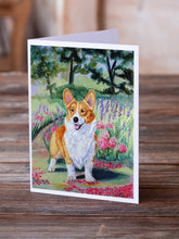 Load image into Gallery viewer, Pembroke Corgi Springtime  Greeting Cards -  Blank Note Cards – 8-Pack of Artist-Designed Cards with Envelopes