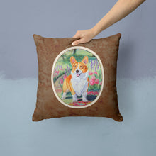 Load image into Gallery viewer, Pembroke Corgi Springtime Throw Pillow - 14x14 Decorative Pillow – Art for Your Home &amp; Patio 7077PW1414