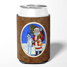 Load image into Gallery viewer, Harlequin Great Dane with Santa Claus Can or Bottle Hugger 7083CC