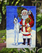 Load image into Gallery viewer, Harlequin Great Dane with Santa Claus Garden Flag – Decorative Outdoor Yard Flag
