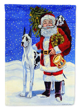 Load image into Gallery viewer, Harlequin Great Dane with Santa Claus Garden Flag – Decorative Outdoor Yard Flag