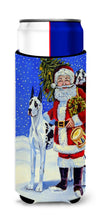 Load image into Gallery viewer, Harlequin Great Dane with Santa Claus Slim Can Hugger – Fun &amp; Functional Drink Coolers 7083MUK