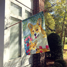 Load image into Gallery viewer, Corgi Momma's Love and Roses Flag Canvas House Size