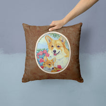 Load image into Gallery viewer, Corgi Momma loves Roses Throw Pillow - 14x14 Decorative Pillow – Art for Your Home &amp; Patio 7084PW1414