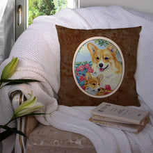 Load image into Gallery viewer, Corgi Momma loves Roses Throw Pillow - 14x14 Decorative Pillow – Art for Your Home &amp; Patio 7084PW1414