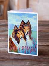 Load image into Gallery viewer, Sable Shelties Double Trouble  Greeting Cards -  Blank Note Cards – 8-Pack of Artist-Designed Cards with Envelopes