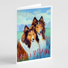 Load image into Gallery viewer, Sable Shelties Double Trouble  Greeting Cards -  Blank Note Cards – 8-Pack of Artist-Designed Cards with Envelopes