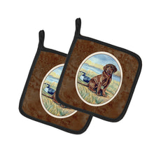Load image into Gallery viewer, Chocolate Labrador Puppy  Pot Holders - Set of 2 Decorative Kitchen Helpers | Made in the USA 7090PTHD
