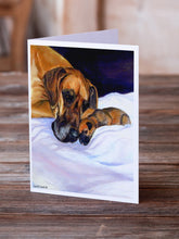 Load image into Gallery viewer, Natural Eared Fawn Great Dane Momma and Puppy  Greeting Cards -  Blank Note Cards – 8-Pack of Artist-Designed Cards with Envelopes