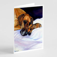Load image into Gallery viewer, Natural Eared Fawn Great Dane Momma and Puppy  Greeting Cards -  Blank Note Cards – 8-Pack of Artist-Designed Cards with Envelopes