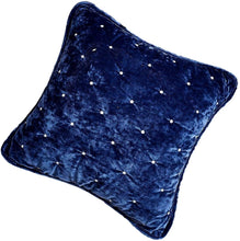 Load image into Gallery viewer, Tache Velvet Dreams Dark Blue Plush Diamond Tufted Cushion Covers / Euro Sham (JHW-853DB)