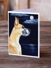 Load image into Gallery viewer, Fawn Great Dane Moonlight Stroll  Greeting Cards -  Blank Note Cards – 8-Pack of Artist-Designed Cards with Envelopes