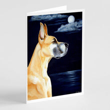 Load image into Gallery viewer, Fawn Great Dane Moonlight Stroll  Greeting Cards -  Blank Note Cards – 8-Pack of Artist-Designed Cards with Envelopes