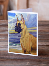 Load image into Gallery viewer, Fawn Great Dane at the beach  Greeting Cards -  Blank Note Cards – 8-Pack of Artist-Designed Cards with Envelopes
