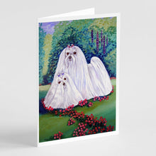 Load image into Gallery viewer, Maltese Momma and Puppy  Greeting Cards -  Blank Note Cards – 8-Pack of Artist-Designed Cards with Envelopes