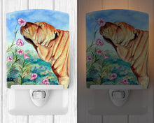 Load image into Gallery viewer, Shar Pei Smell the flowers Ceramic Night Light 7105CNL
