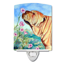 Load image into Gallery viewer, Shar Pei Smell the flowers Ceramic Night Light 7105CNL