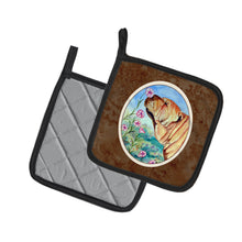 Load image into Gallery viewer, Shar Pei Smell the flowers Pot Holders - Set of 2 Decorative Kitchen Helpers | Made in the USA 7105PTHD