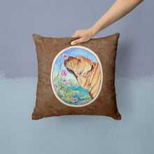 Load image into Gallery viewer, Shar Pei Smell the flowers Throw Pillow - 14x14 Decorative Pillow – Art for Your Home &amp; Patio 7105PW1414