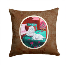 Load image into Gallery viewer, Maltese and puppy waiting on you Throw Pillow - 14x14 Decorative Pillow – Art for Your Home &amp; Patio 7110PW1414