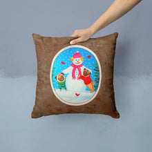 Load image into Gallery viewer, Snowman with Pug Winter Snowman Throw Pillow - 14x14 Decorative Pillow – Art for Your Home &amp; Patio 7115PW1414
