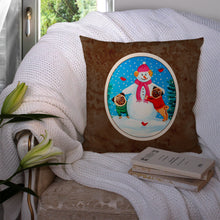 Load image into Gallery viewer, Snowman with Pug Winter Snowman Throw Pillow - 14x14 Decorative Pillow – Art for Your Home &amp; Patio 7115PW1414