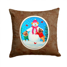 Load image into Gallery viewer, Snowman with Pug Winter Snowman Throw Pillow - 14x14 Decorative Pillow – Art for Your Home &amp; Patio 7115PW1414