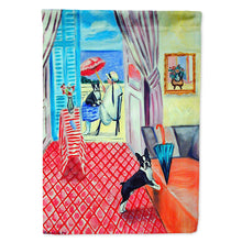 Load image into Gallery viewer, Lady with her Boston Terrier Flag Canvas House Size