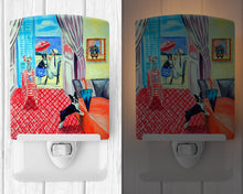 Load image into Gallery viewer, Lady with her Boston Terrier Ceramic Night Light 7120CNL