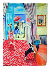 Load image into Gallery viewer, Lady with her Boston Terrier Garden Flag – Decorative Outdoor Yard Flag