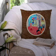 Load image into Gallery viewer, Lady with her Boston Terrier Throw Pillow - 14x14 Decorative Pillow – Art for Your Home &amp; Patio 7120PW1414