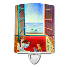 Load image into Gallery viewer, Italian Greyhounds and Violinist Ceramic Night Light 7126CNL