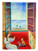 Load image into Gallery viewer, Italian Greyhounds with Mom and Violin Garden Flag – Decorative Outdoor Yard Flag