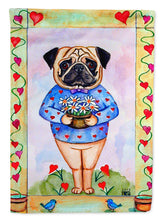 Load image into Gallery viewer, Pug Valentine's Hearts Flag Canvas House Size